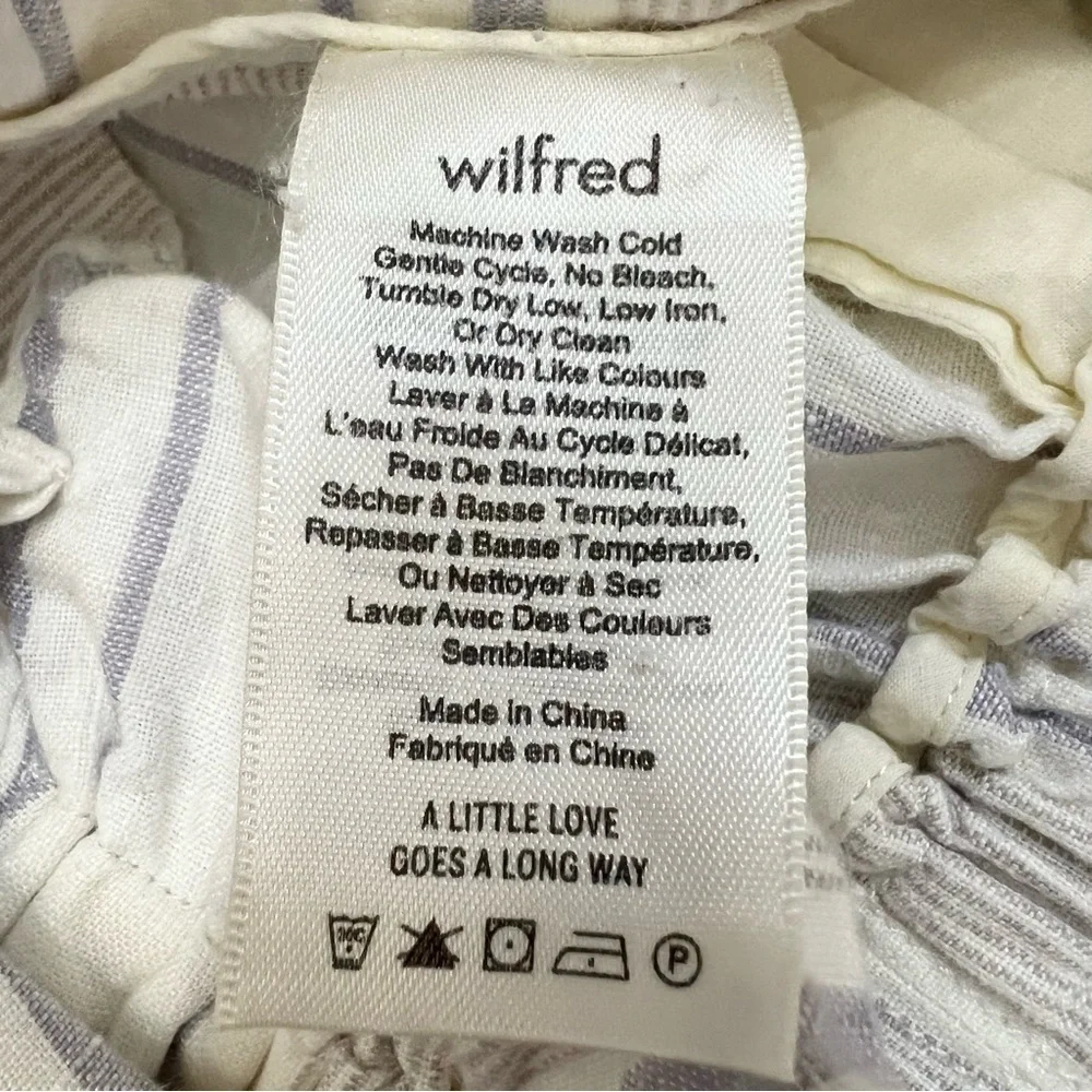 Aritzia Wilfred Gelas 100% linen striped belted paper bag shorts 2 - Picture 9 of 11